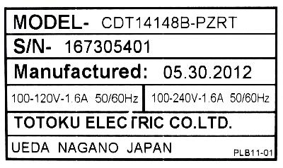 Totoku Electric CDT14148B-PZRT label image