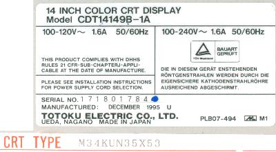Totoku Electric CDT14149B-1A label image