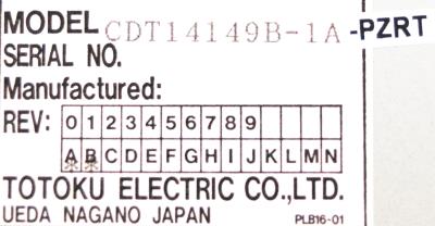 Totoku Electric CDT14149B-1A-PZRT label image