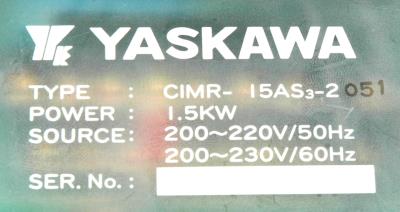 Yaskawa CIMR-15AS3-2 label image