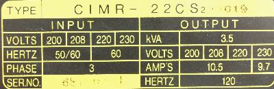 Yaskawa CIMR-22CS2 label image