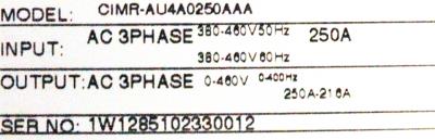 Yaskawa CIMR-AU4A0250AAA label image