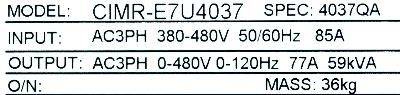 Yaskawa CIMR-E7U4037 label image