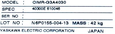 Yaskawa CIMR-G3A4030 label image