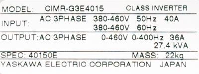 Yaskawa CIMR-G3E4015 label image