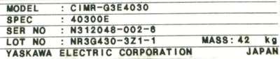 Yaskawa CIMR-G3E4030 label image