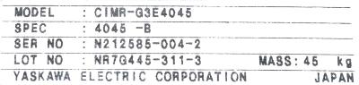Yaskawa CIMR-G3E4045 label image