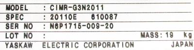 Yaskawa CIMR-G3N2011 label image