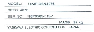 Yaskawa CIMR-G3N4075 label image
