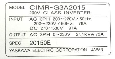 Yaskawa CIMR-G3U2015 label image