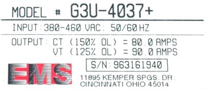 Yaskawa CIMR-G3U4037 label image