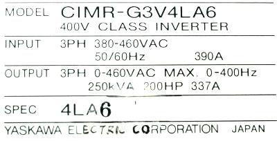 Yaskawa CIMR-G3V4LA6 label image