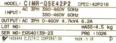 Yaskawa CIMR-G5E42P2 label image
