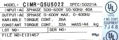New Refurbished Exchange Repair  Yaskawa Inverter-General Purpose CIMR-G5U5022 Precision Zone