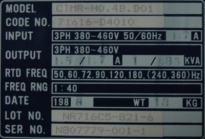 Yaskawa CIMR-H0.4B.D01 label image