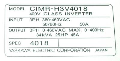 Yaskawa CIMR-H3V4018 label image