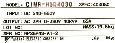Yaskawa CIMR-H5D4030 label image