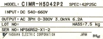 Yaskawa CIMR-H5D42P2 label image