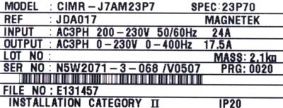 New Refurbished Exchange Repair  Yaskawa Inverter-General Purpose CIMR-J7AM23P7 Precision Zone