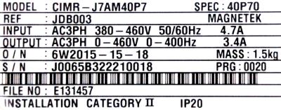 New Refurbished Exchange Repair  Yaskawa Inverter-General Purpose CIMR-J7AM40P7 Precision Zone