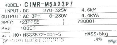 Yaskawa CIMR-M5A23P75 label image