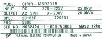 Yaskawa CIMR-M5D20180 label image