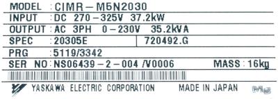Yaskawa CIMR-M5N20300 label image