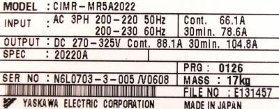 Yaskawa CIMR-MR5A20220 label image