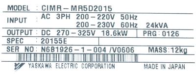 Yaskawa CIMR-MR5D20150 label image