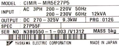 Yaskawa CIMR-MR5E27P55 label image