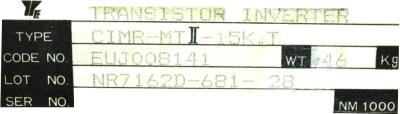 Yaskawa CIMR-MTII-15K.T label image