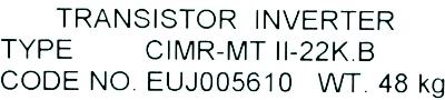 Yaskawa CIMR-MTII-22K.B label image