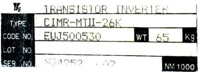 Yaskawa CIMR-MTII-26K label image