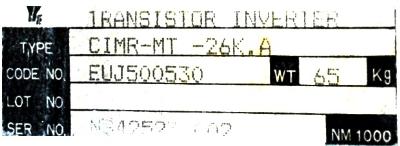 Yaskawa CIMR-MTII-26K.A label image