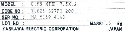 Yaskawa CIMR-MTIII-7.5K.2 label image