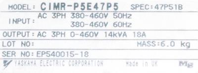 Yaskawa CIMR-P5E47P5 label image
