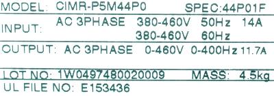Yaskawa CIMR-P5M44P0 label image