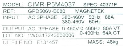 Yaskawa CIMR-P5U4037 label image