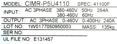 New Refurbished Exchange Repair  Yaskawa Inverter-General Purpose CIMR-P5U4110 Precision Zone