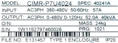 Yaskawa CIMR-P7U4024 label image