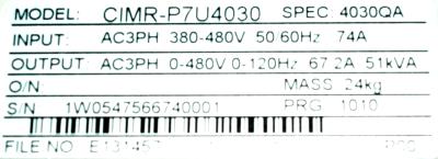 Yaskawa CIMR-P7U4030 label image