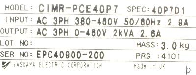 Yaskawa CIMR-PCE40P7 label image