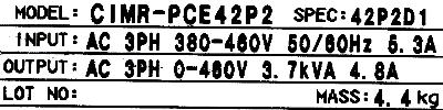 Yaskawa CIMR-PCE42P2 label image