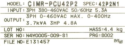 Yaskawa CIMR-PCU42P2 label image