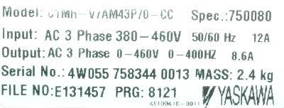 Yaskawa CIMR-V7AM43P7 label image