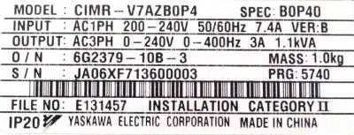 Yaskawa CIMR-V7AZB0P4 label image