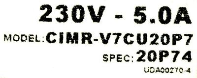 Yaskawa CIMR-V7CU20P7 label image