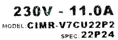 Yaskawa CIMR-V7CU22P2 label image