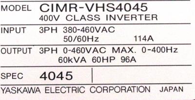 Yaskawa CIMR-VHS4045 label image