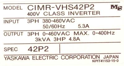 Yaskawa CIMR-VHS42P2 label image